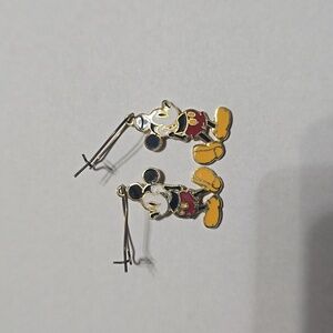 Vintage Mickey Mouse Kids Earrings - Gold Tone